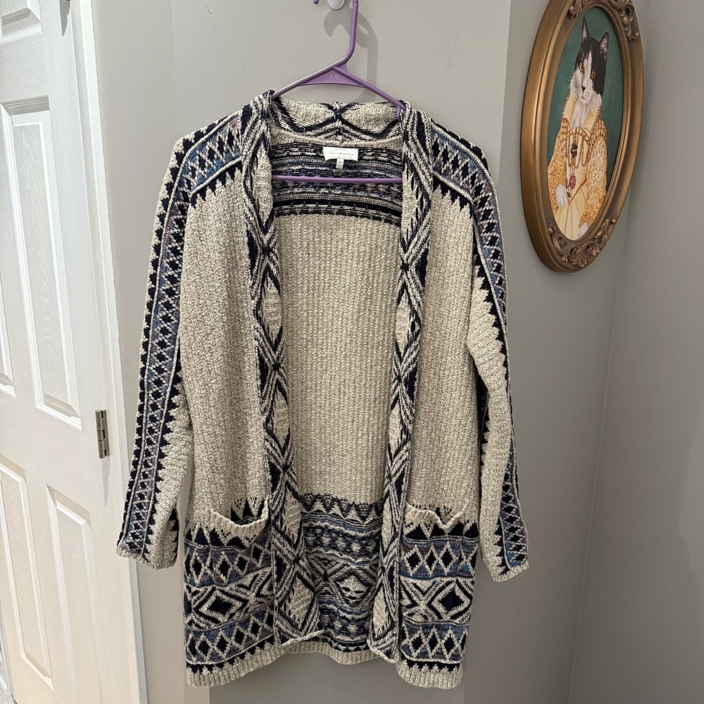 Lucky Brand Cozy Geometric Patterned Sweater-Md